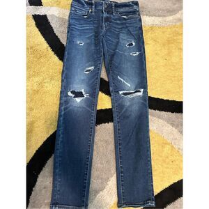 American Eagle denim blue Distressed Airflex jeans 30 x 32 Skinny